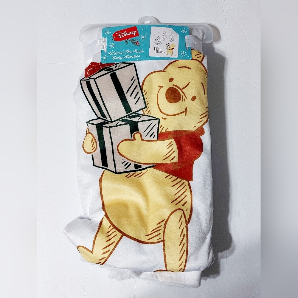 White Disney Winnie The Pooh Cozy Christmas Baby Blanket 30"×40"